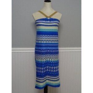 NEW Derek Heart girl's size L (14) Aztec Long Maxi Blue Dress (Denny's) MSRP $68